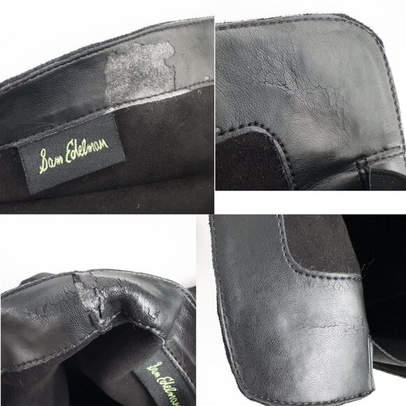Sam Edelman Elina Over The Knee Boots Womens 8M Black Suede 2" Heel Round Toe - Picture 12 of 16
